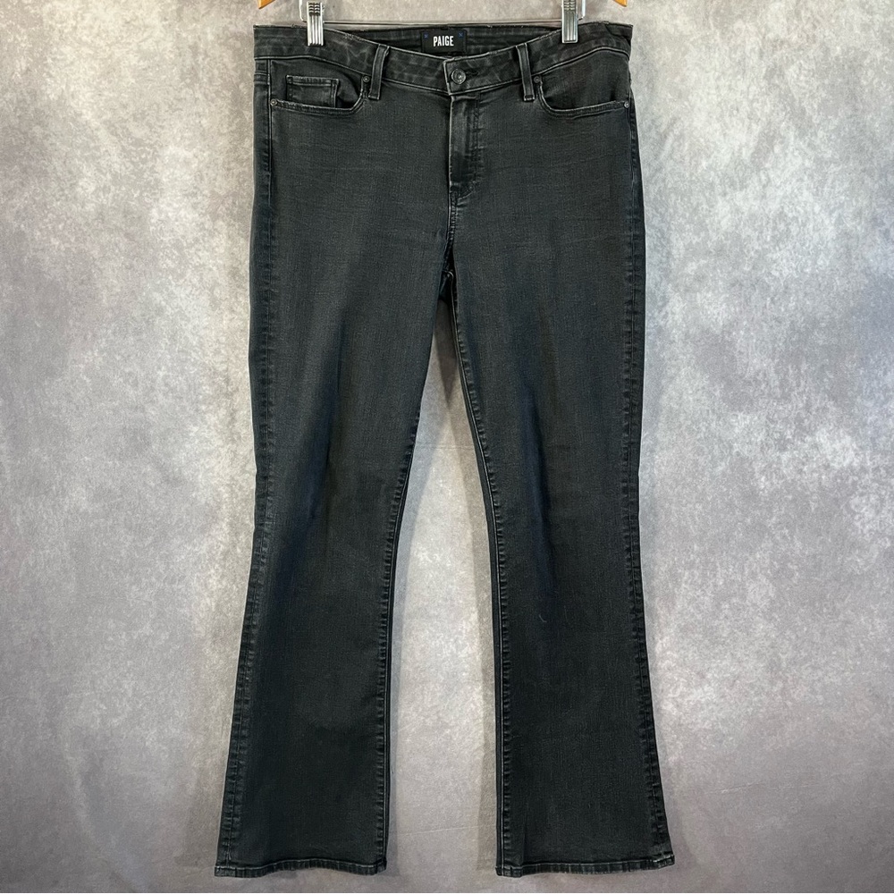 Paige Jeans Womens Size 31 Black Manhattan Bootcut Mid-Rise Denim w/ Stretch USA